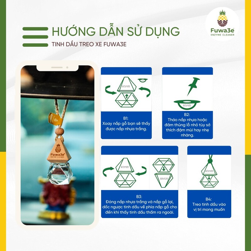 Hướng dẫn sử dụng của tinh dầu treo xe Fuwa3e